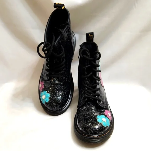 Dr. Martens 1460J Floral Glitter Patent Leather Lace-up boots (size 3) - Picture 6 of 14